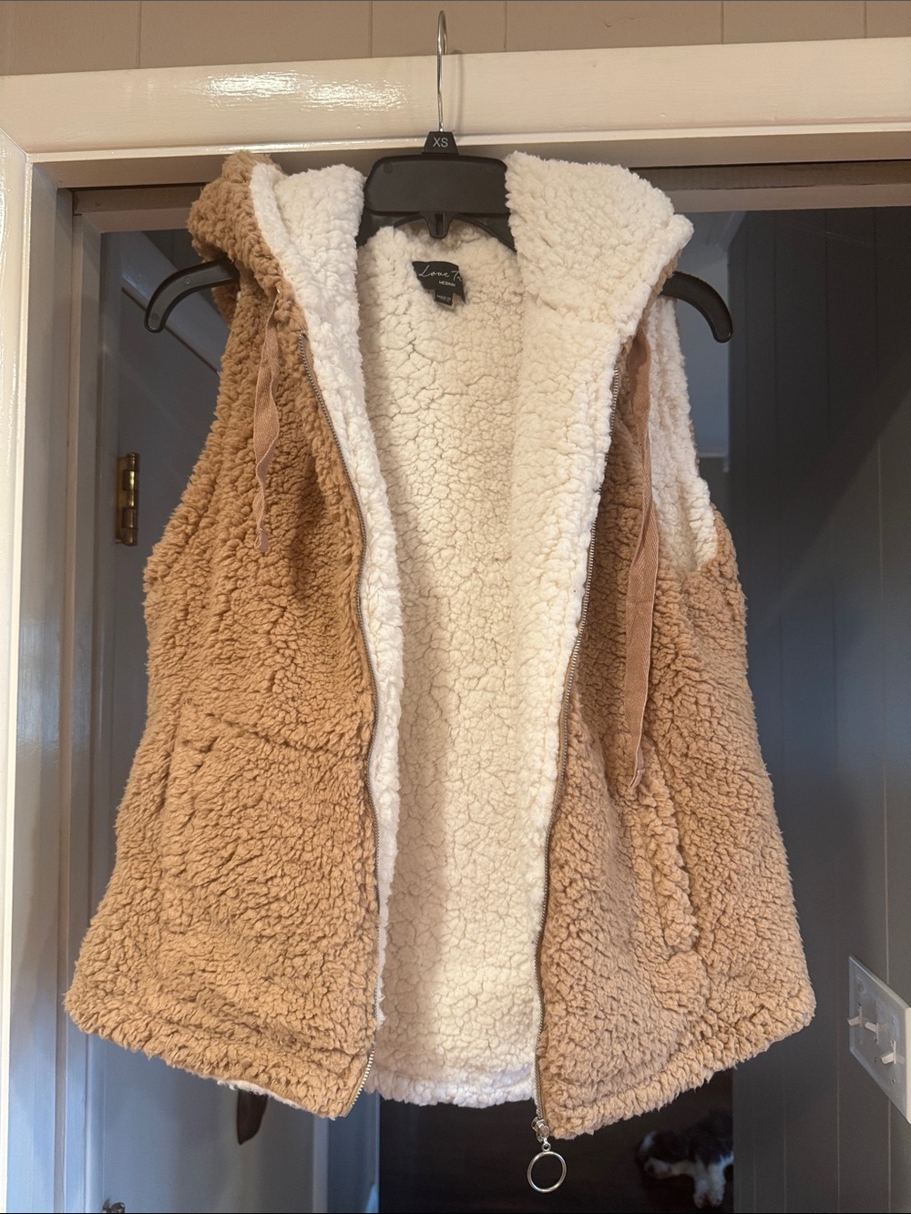 Love Tree Cream Sherpa Hooded Vest